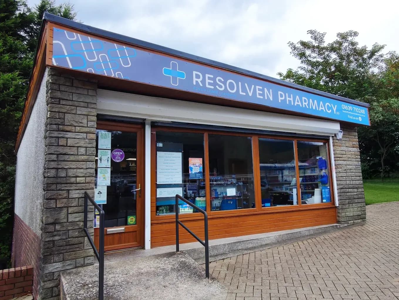 Resolven Pharmacy shopfront on Ynysfach Avenue, Resolven